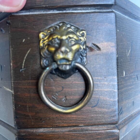 Antique Plantar Cachepot Lions Head & Ring Regency Flower Pot Inlaid Edwardian - Picture 7 of 9